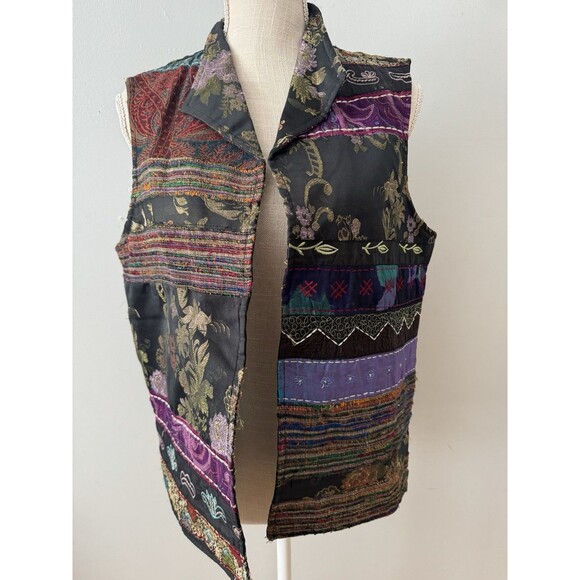 Coldwater Creek Jackets & Blazers - VTG Coldwater Creek Patchwork Vest Silk Wool‎ Embroidered Women's M
